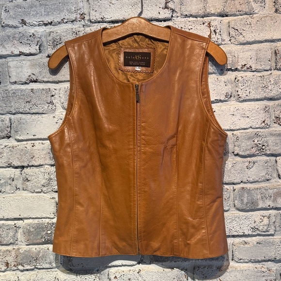 Vintage Jackets & Blazers - Vintage Brown Leather Vest